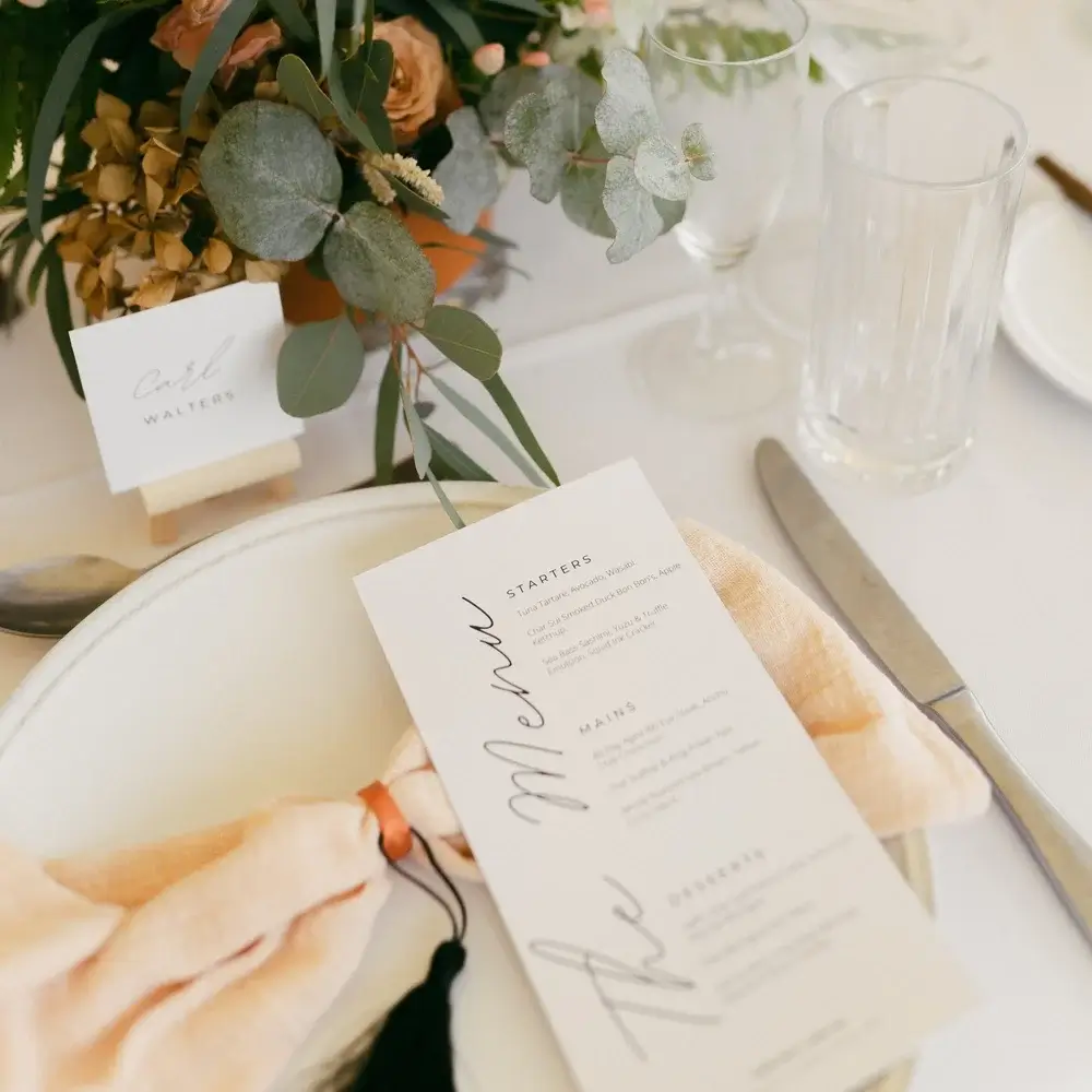 Wedding signage and place settings