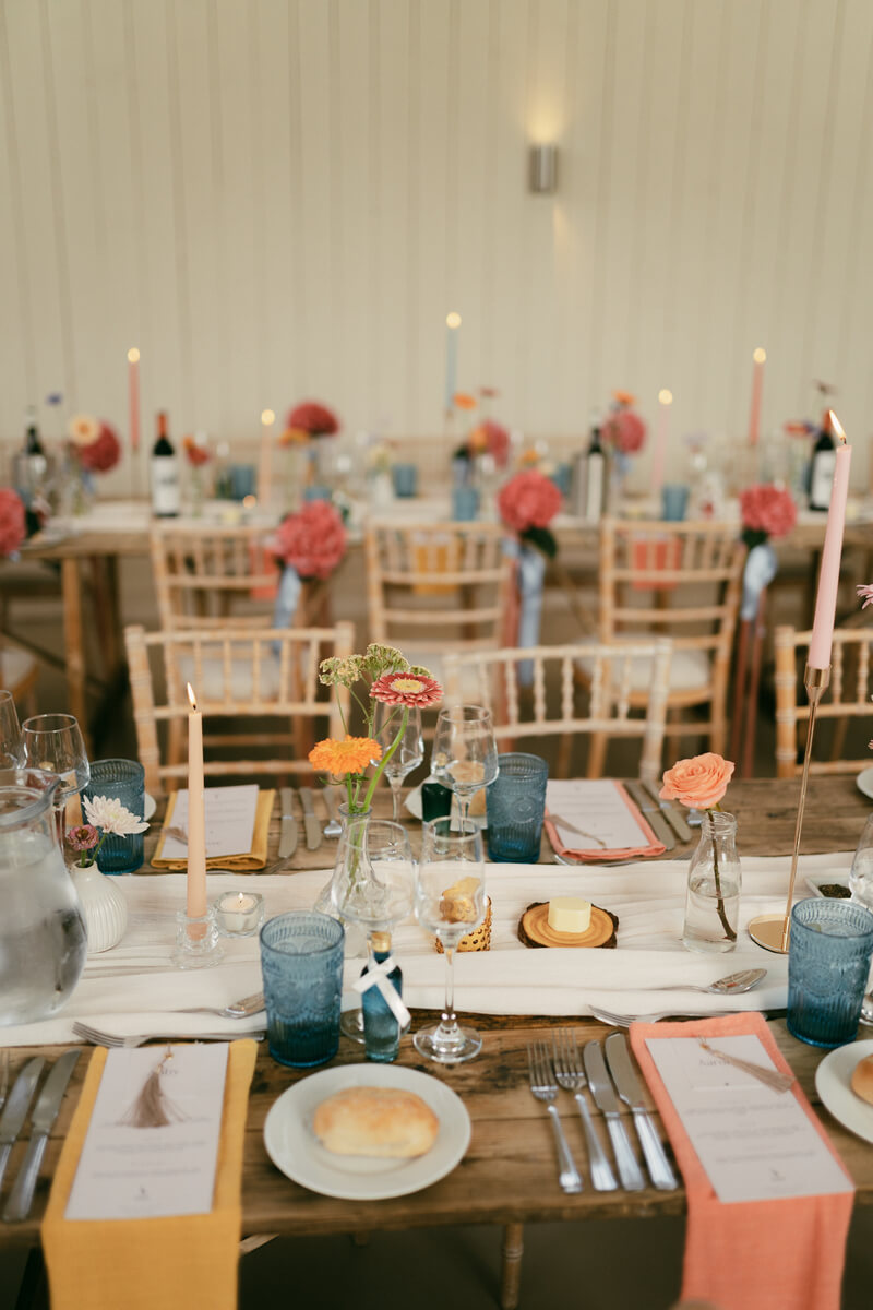Ashlie & Srini's reception in the whitewashed barn at East Afton Farmhouse