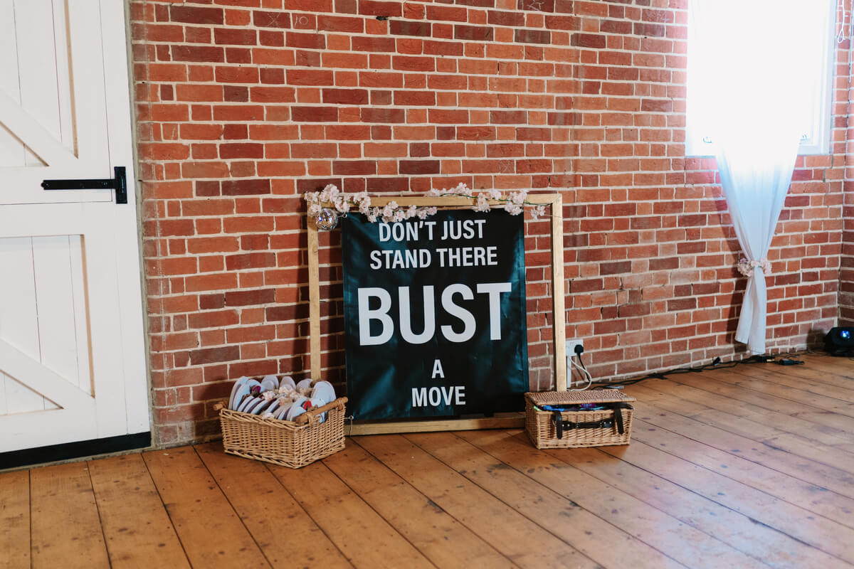 Don't just stand there, bust a move dancefloor sign